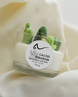 Свічка "Cactus terrarium" Cactus Flower and Jade (квітка кактуса і нефрит),135г
