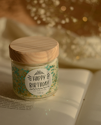 Свічка соєва "Happy birthday"