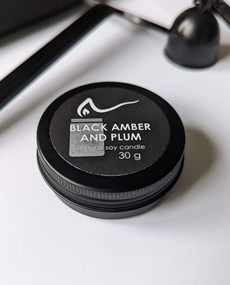 Свічка соєва Black Amber and Plum (Чорна амбра та слива) 30г